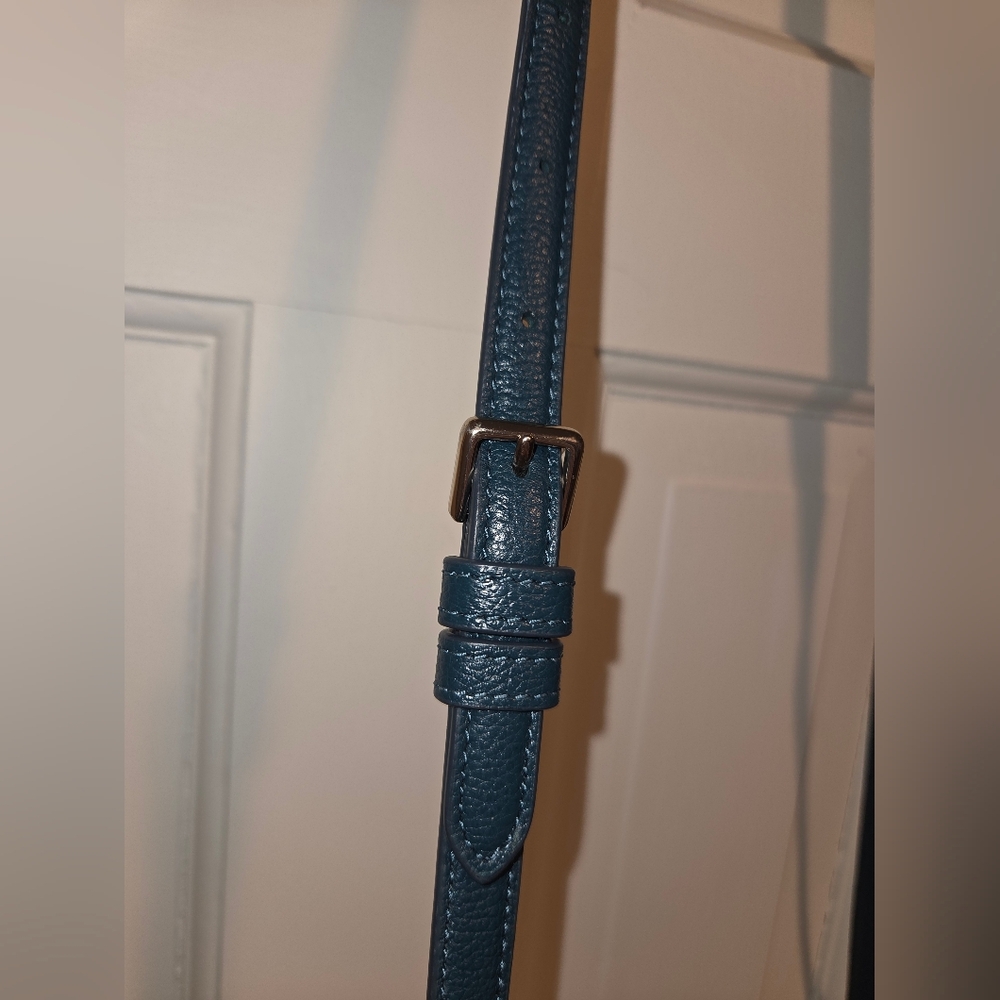 Kate Spade dark turquoise Crossbody Saddle Bag suede and pebbled leather bag - Picture 10 of 16